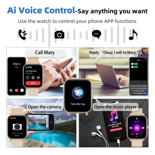 Smart Watch with Call Receive/Dial for Android Phones and iPhone Compatible,Waterproof Fitness Watch with Heart Rate SpO2 Sleep Tracker Voice Control Sport Smartwatch for Women Men