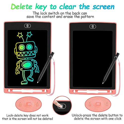 2 Pack LCD Writing Tablet, 8.5 Inch Colorful Doodle Board Drawing Tablet for Kids, Kids Travel Games Activity Learning Toy Birthday Gifts for Age 2 3 4 5 6 7 8 Year Old Boys and Girls Toddler -Pink