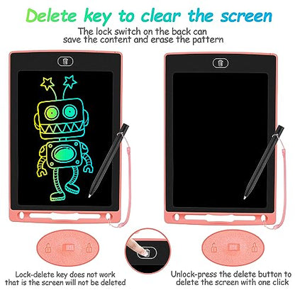 2 Pack LCD Writing Tablet, 8.5 Inch Colorful Doodle Board Drawing Tablet for Kids, Kids Travel Games Activity Learning Toy Birthday Gifts for Age 2 3 4 5 6 7 8 Year Old Boys and Girls Toddler -Pink