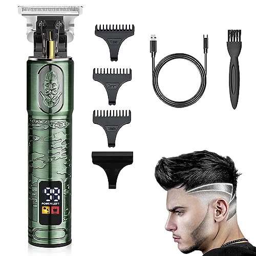 GSKY Hair Trimmer for Men Professional, Men's Hair Clippers T Blade Clippers for Hair Cutting, Zero Gapped Cordless Beard Trimmer with LED Display for Gift, Barbers and Stylists, Green 1pcs