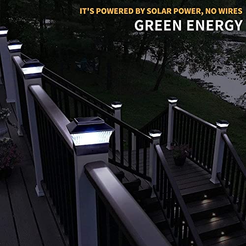 MXwcy Solar Post Lights Outdoor LED Deck Fence Patio Cap Lights Garden Decoration Lighting for 3.5x3.5 4x4 5x5 6x6 Wood Post 4 Pack Black