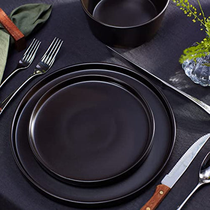 Stone Lain Coupe Dinnerware Set, Service For 8, Black Matte