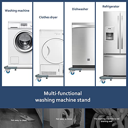 SPACECARE Mini Fridge Stand Furniture Dolly Mobile Roller with 4 Locking Wheels-Base Adjustable Refrigerator Washing Machine Stand Moving Cart- Appliance Dolly Cart Roller Pedestal -Grey