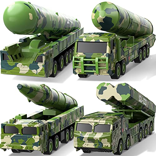 Geyiie Army Truck for Kids, Die Cast Military Toys Trucks Missile Launcher, Army Vehicles for Toddler Ages 3-8 Stocking Stuffers