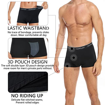COLORFULLEAF Men's Bamboo Underwear Ultra Soft Breathable Boxer Briefs Comfy Basic Trunk Underwear 3 Pack (3Black,Medium)