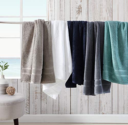 Nautica - 6 Piece Bath Towels, Absorbent & Fade Resistant Cotton Towel Set, Fashionable Bathroom Decor (Oceane Turquoise, 6 Piece)