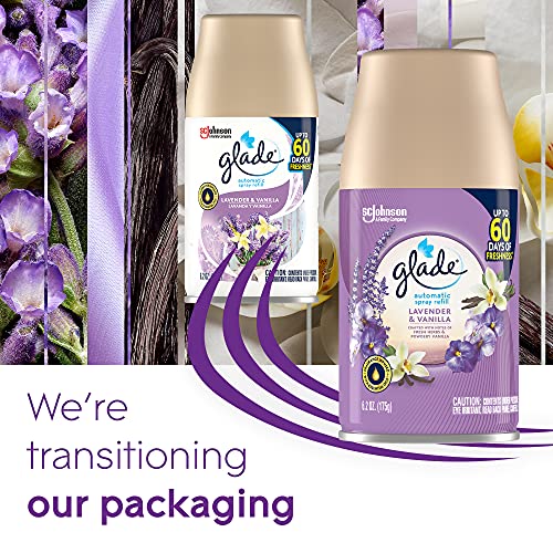 Add 3 To Your Cart!  Glade Automatic Spray Refill, Air Freshener for Home and Bathroom, Lavender & Vanilla, 6.2 Oz, 6 Count