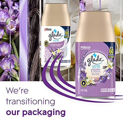 Add 3 To Your Cart!  Glade Automatic Spray Refill, Air Freshener for Home and Bathroom, Lavender & Vanilla, 6.2 Oz, 6 Count