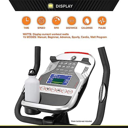 CIRCUIT FITNESS Circuit Fitness Magnetic Upright Exercise Bike with 15 Workout Presets, 300 lbs Capacity AMZ-594U