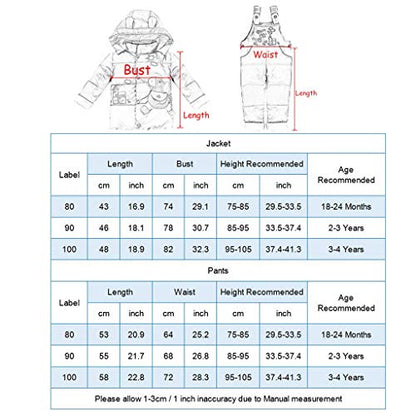 Baby Boys Girls Snowsuit Toddler Hooded Down Jacket Coat + Snow Pants Kids 2 Pieces Ski Set 18 Months - 4 Years (Blue, 18-24 Month)