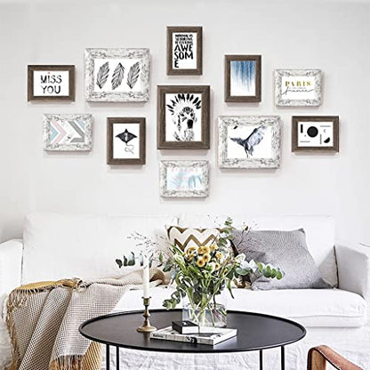 4x6 Picture Frames Rustic with High Definition Glass, Distressed Farmhouse Picture Frame for Wall or Tabletop Display, Photo Frames, Set of 6