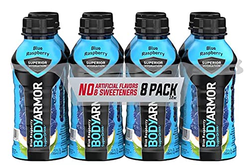 BODYARMOR Sports Drink Sports Beverage, Blue Raspberry, Coconut Water Hydration, Natural Flavors With Vitamins, Potassium-Packed Electrolytes, Perfect For Athletes, 12 Fl Oz (Pack of 8)