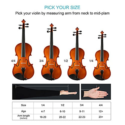 DEBEIJIN Adults Kids Violin - Premium Violin for Kids Beginners - Ready To Play 4/4 Violin - Handcrafted Student Beginner Violin