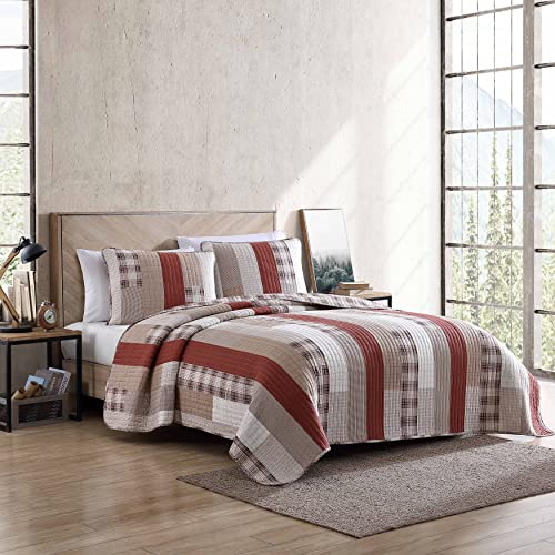 Eddie Bauer- King Quilt Set, Cotton Reversible Bedding Set, All Season Lodge Home Décor (Fairview Orange, King)