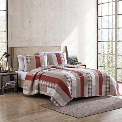 Eddie Bauer- King Quilt Set, Cotton Reversible Bedding Set, All Season Lodge Home Décor (Fairview Orange, King)