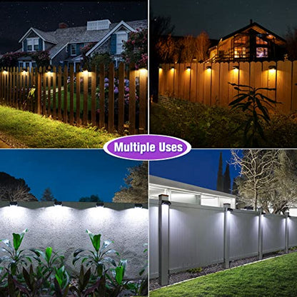 Aulanto Solar Fence Lights 4 Pack, 60 Lumen Warm White and Cool White, Solar Lights Outdoor IP67 Waterproof for Fence, Outdoor Lighting Decor for Backyard,Garden,Fence,Wall,Deck Railing,Stairs.
