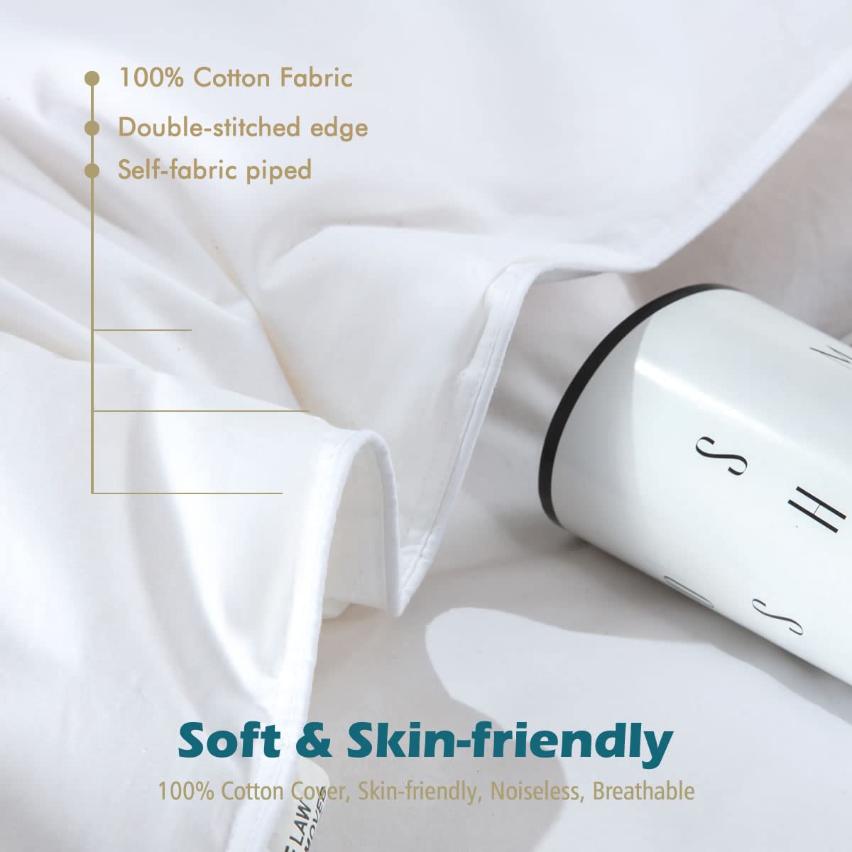 Lightweight Feather Down Comforter Twin Size, Cooling All Seasons Duvet Insert for Warm Weather/Hot Sleepers, 100% Egyptian Cotton, 750 Fill Power Thin Feathers Down Blend Comforter, Ivory, 68x90