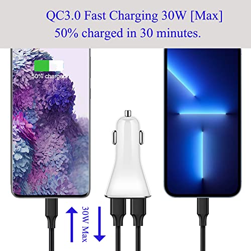 Car Charger Adapter, QC 3.0 USB car Charger, 4-Port Multi 9.6 Amp 48W Fast Car Charger Compatible with iPhone 14/13/12/11 Pro Max, Samsung Galaxy S22 Note20, LG, Pixel [2PACK].