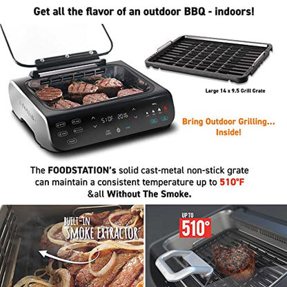 Gourmia Smokeless Indoor Grill & Air Fryer raclette grill with Smoke Extracting Technology Extra-Large Nonstick Cooking electric grill indoor Korean BBQ Style 6 Quart FoodStation™