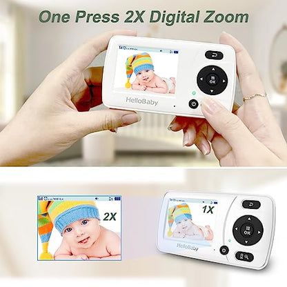 HelloBaby Monitor with Camera and Audio, 1000ft Long Range Video Baby Monitor-No WiFi, Night Vision, VOX Mode-Power Saving, 2.4'' Portable Travel Screen, Baby Safety Camera, for Baby/Pet, Plug & Play