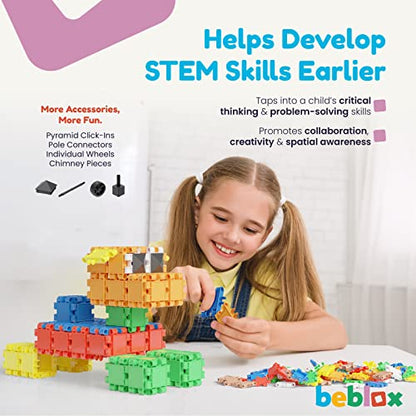 BEBLOX Building Blocks | Building Toys for Kids Ages 4-8 250-Piece Set - Learning & Educational Fun Stem Toys - Birthday Gifts for Boys & Girls Age 4 5 6 7 8 9 10 11 & 12 Year Old Toys