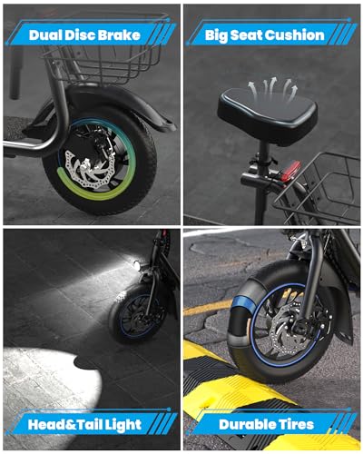 Gyroshoes Electric Scooter with Seat for Adults, 550W Powerful Motor 20miles Distance Max 18.6MPH Speed Spacious Storage Space LED Display, C1S