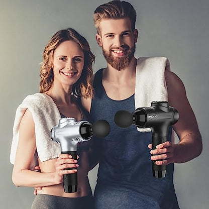 RAEMAO Massage Gun Deep Tissue, Back Massage Gun for Athletes for Pain Relief Attaching 10 PCS Specialized Replacement Heads, Percussion Massager with 10 Speeds & LED Screen, Black