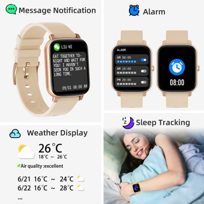 Smart Watch with Call Receive/Dial for Android Phones and iPhone Compatible,Waterproof Fitness Watch with Heart Rate SpO2 Sleep Tracker Voice Control Sport Smartwatch for Women Men