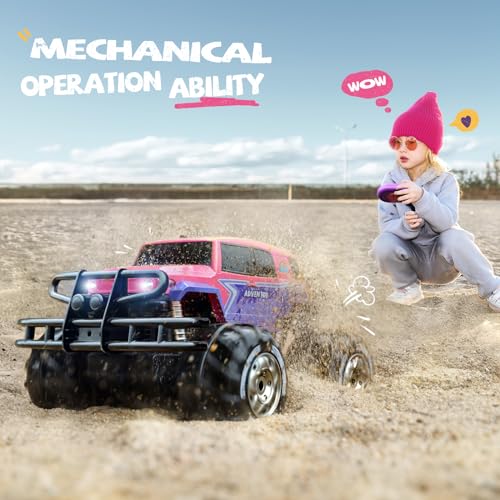 Ruko 1601AMP3 Amphibious RC Truck for Girls, IPX6 Warterproof Monster Truck, 1:10 Large Remote Control Car for All Terrain, 2 Rechargeable Batteries for 50 Min Fun Time, Gifts for Kids