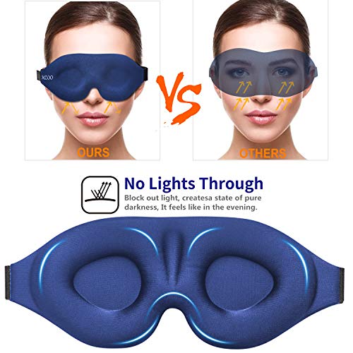 MZOO Sleep Eye Mask for Men Women, 3D Contoured Cup Sleeping Mask & Blindfold, Concave Molded Night Sleep Mask, Block Out Light, Soft Comfort Eye Shade Cover for Travel Yoga Nap, Blue