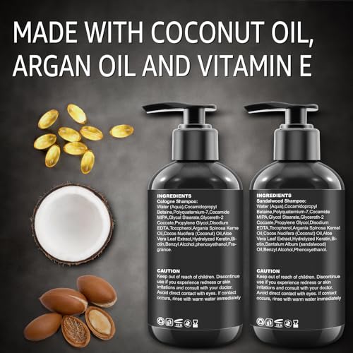 Gifts for Men,Mens Body Wash Gift Set Cleansing & Hydrating Skin w/Face Wash,Deodorant,Sandalwood & Cologne 3 in 1 Hair,Face & Body Wash,Mens Stocking Stuffers Christmas Gifts for Men Him Dad Husband