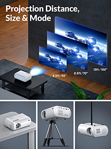 Mini Projector, CLOKOWE 2023 Upgraded Portable Projector with 9000 Lux and Full HD 1080P, Movie Projector Compatible with iOS/Android Phone/Tablet/Laptop/PC/TV Stick/Box/USB Drive/DVD/Game Console
