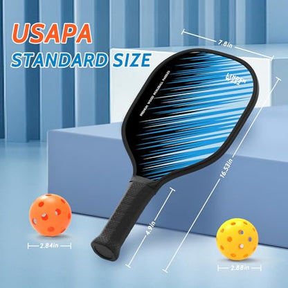Sunlode Pickleball Paddles Set of 4, Pickleball Set of 4 Premium Wood Pickleball Rackets, 4 Pickle Balls, 4 Cooling Towels and 1 Carry Bag, Pickleball Set for Beginners & Family