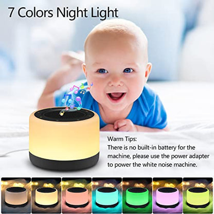 YYDSKIT White Noise Machine with Night Light, Sleep Sound Machine with 32 Soothing Sounds, Plug in,Easy Touch Control,Auto-Off Sleep Timer for Baby Kids Adults Sleeping,Relaxing