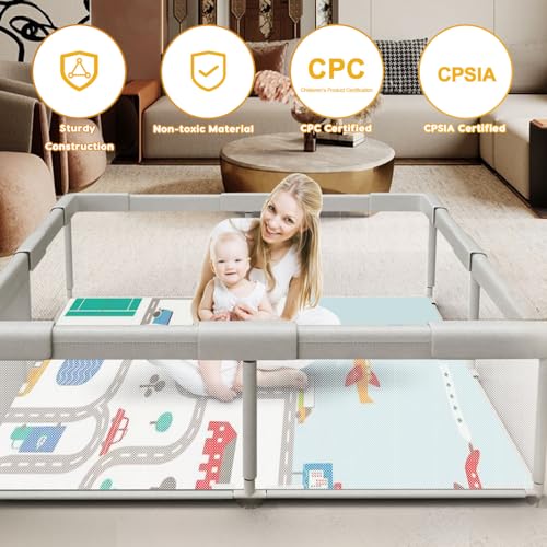 Baby Playpen with Mat Small Playpen Play Pin for Babies and Toddlers 49 x 49 inch Baby Fence Playards Nursery Furniture Set