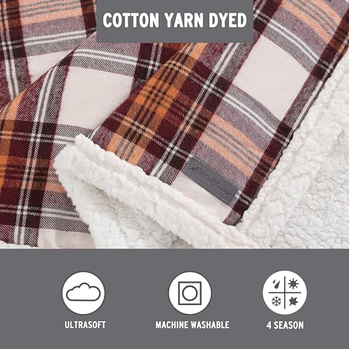 Eddie Bauer - Throw Blanket, Reversible Sherpa Fleece Bedding, Home Decor for All Seasons (Edgewood Red, Throw)
