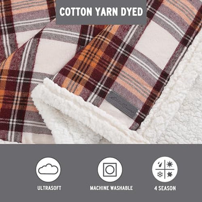 Eddie Bauer - Throw Blanket, Reversible Sherpa Fleece Bedding, Home Decor for All Seasons (Edgewood Red, Throw)