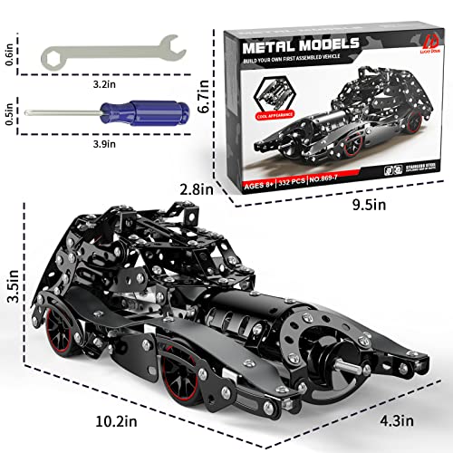 Lucky Doug STEM Building Projects Model Car Set Gifts Toys for Boys Kids 8 9 10 11 12 Years Old and Older - 332 PCS DIY Metal Building STEM Kits Toys Science Educational Set Gifts for Vehicle Fans