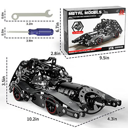 Lucky Doug STEM Building Projects Model Car Set Gifts Toys for Boys Kids 8 9 10 11 12 Years Old and Older - 332 PCS DIY Metal Building STEM Kits Toys Science Educational Set Gifts for Vehicle Fans