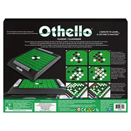 Spin Master Othello, Strategy Classic Family Board Game 2-Player Reversi Brain Teaser STEM Math Skills, for Adults and Kids Ages 7 and up