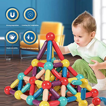 ANYCOVER 46PCS Magnetic Toys Magnetic Building Stick, Multiple Sizes Multiple Colors Magnetic Building Blocks Construction Toys, for Children Over 3 Years Old Preschool Children's Toys