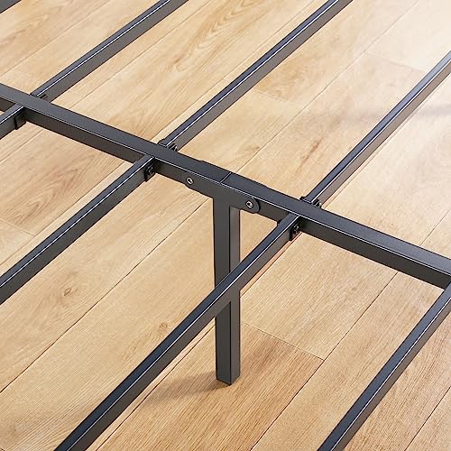 Olee Sleep 18 Inch Heavy Duty Steel Slat Anti-Slip Support, Easy Assembly Platform Bed frame, Noise Free Steel Mattress Foundation, Maximum Storage, No Box Spring Needed, Black, King Size