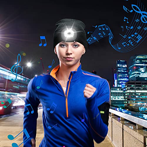 Etsfmoa Unisex Bluetooth Beanie Light Wireless Headphones Gifts for Men Dad Black