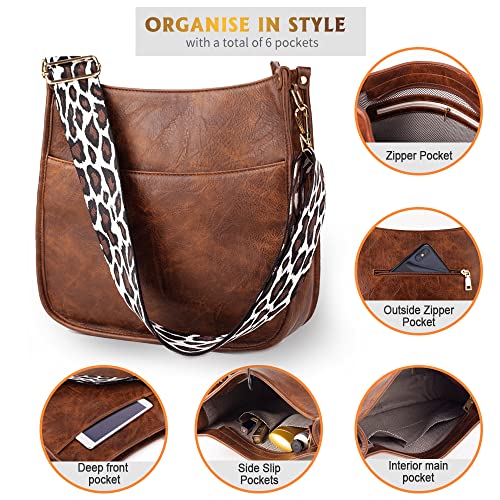 Viva Terry Vegan Leather Crossbody Fashion Shoulder Bag Purse with Adjustable Strap (Coffee)
