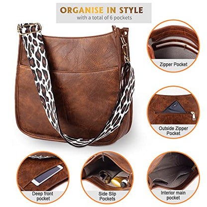 Viva Terry Vegan Leather Crossbody Fashion Shoulder Bag Purse with Adjustable Strap (Coffee)