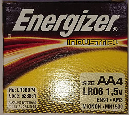 Energizer EN91 Industrial Alkaline Batteries, AA (Box of 144 Batteries) - Made in The USA or Singapore
