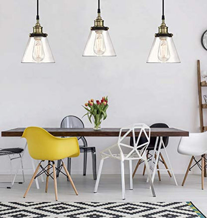 YaoKuem Pendant Lighting Fixture, Hanging Ceiling Lights, E26 Medium Base Max. 60 Watts, Clear Glass Cover, Bulbs not Included, 2-Pack