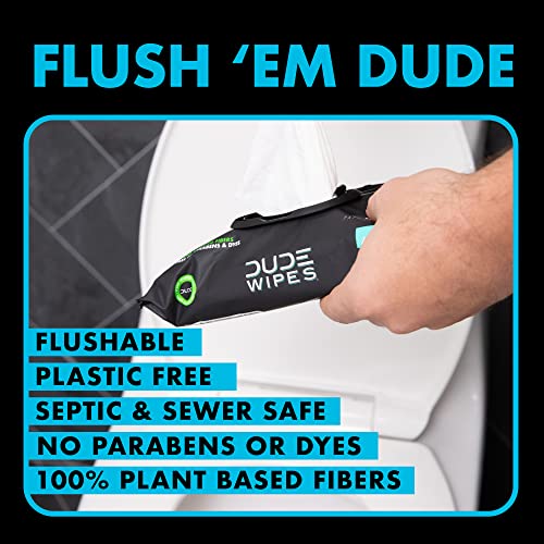 Add 4 To Your Cart! DUDE Wipes - Flushable Wipes Stocking Stuffers - 1 Pack, 48 Wipes - Unscented Extra-Large Adult Wet Wipes - Vitamin-E & Aloe for at-Home Use - Septic and Sewer Safe