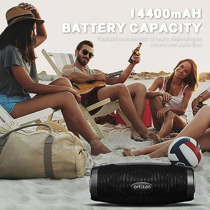 Ortizan Bluetooth Speakers Loud, 80W Powerful Sound and Monstrous Bass, IPX7 Waterproof/True Wireless Stereo/Power Bank/Pro EQ/DSP/LED Lights/12H Playtime, Portable Outdoor Speaker for Party, Camping