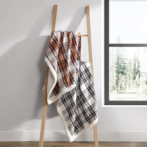 Eddie Bauer - Throw Blanket, Reversible Sherpa Fleece Bedding, Home Decor for All Seasons (Edgewood Red, Throw)